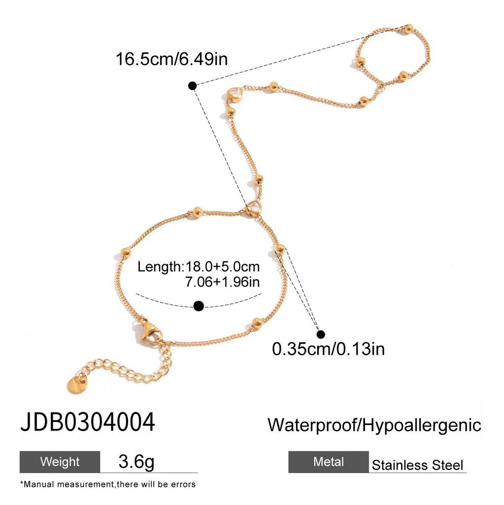 Zora Women's Vacation Style Colorful Natural Stone Crystal Finger Bracelet Gold Plated Stainless Steel Fine Jewelry