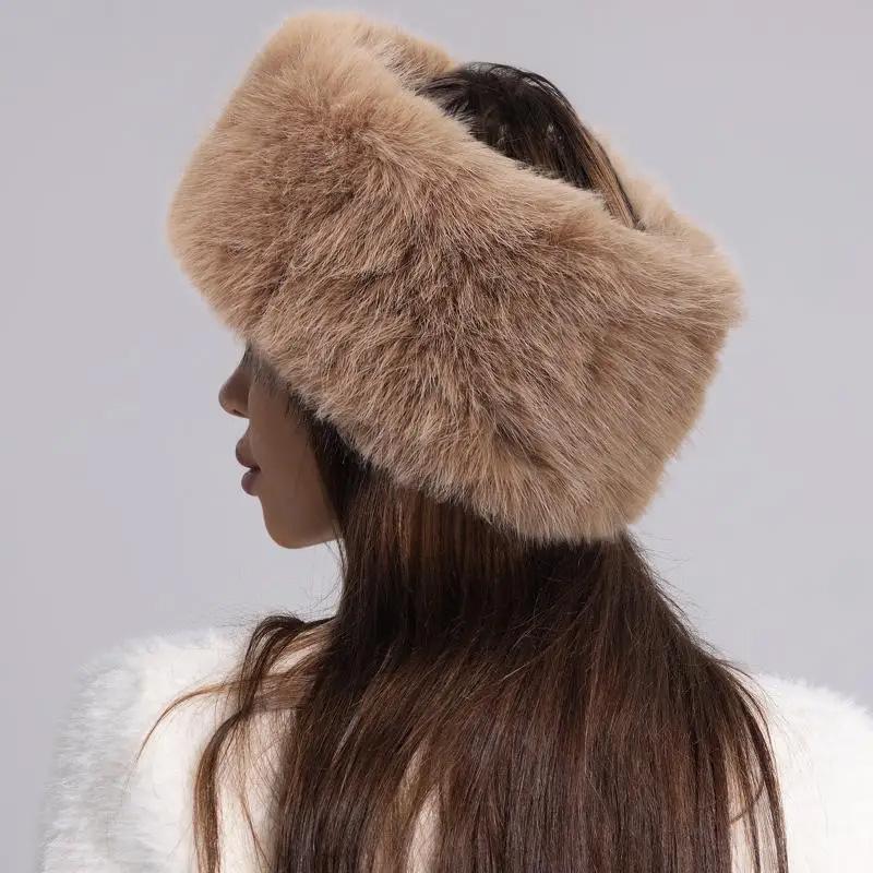 1Pc Hatless Windproof Hat Hoop Warm Acrylic Fiber Fashion Hair Accessory Hat Plush