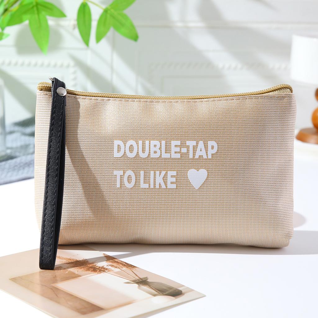 Love waterproof letter makeup bag Multi functional minimalist cosmetic bag Portable lipstick storage bag