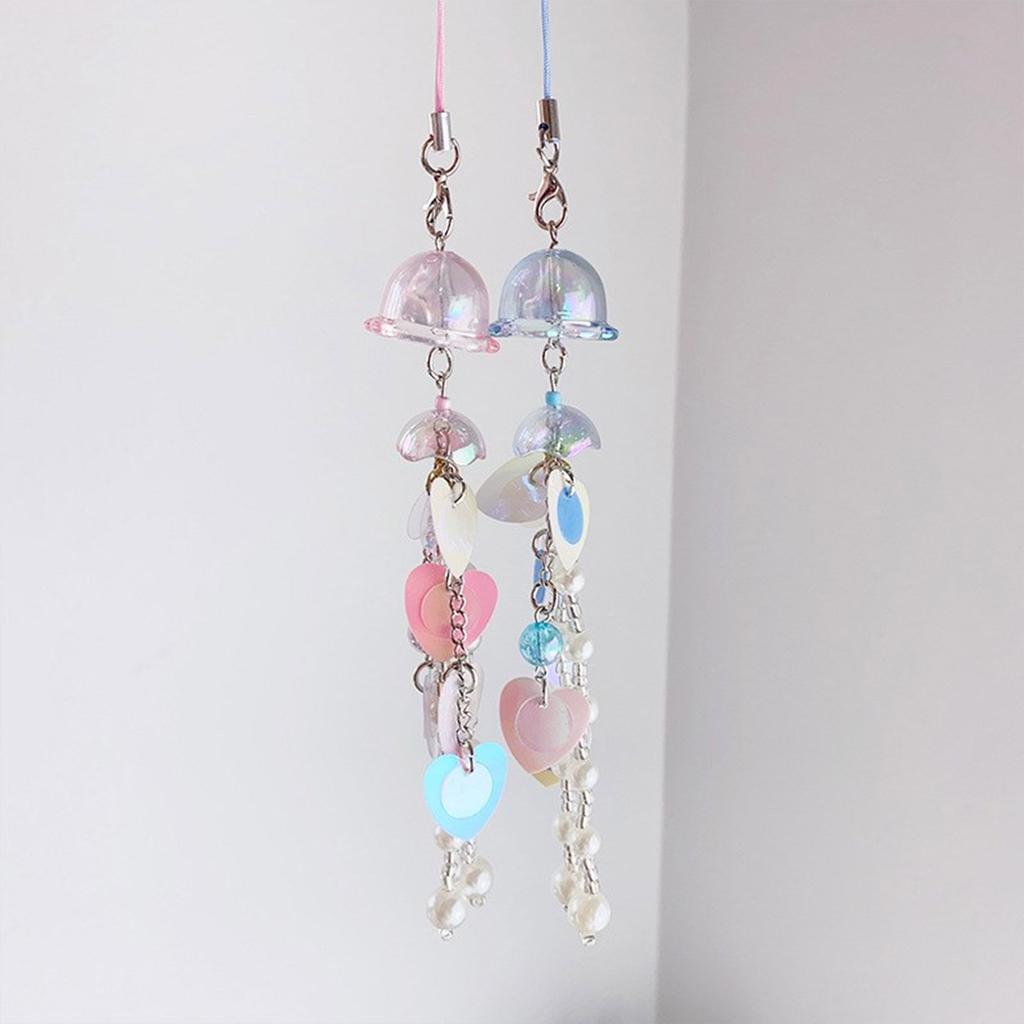 Sparkling Phone Decoration Charm Pendant Charming Jellyfish Shaped Pendant Phone Lanyard Stylish Keychain Charm Ornament