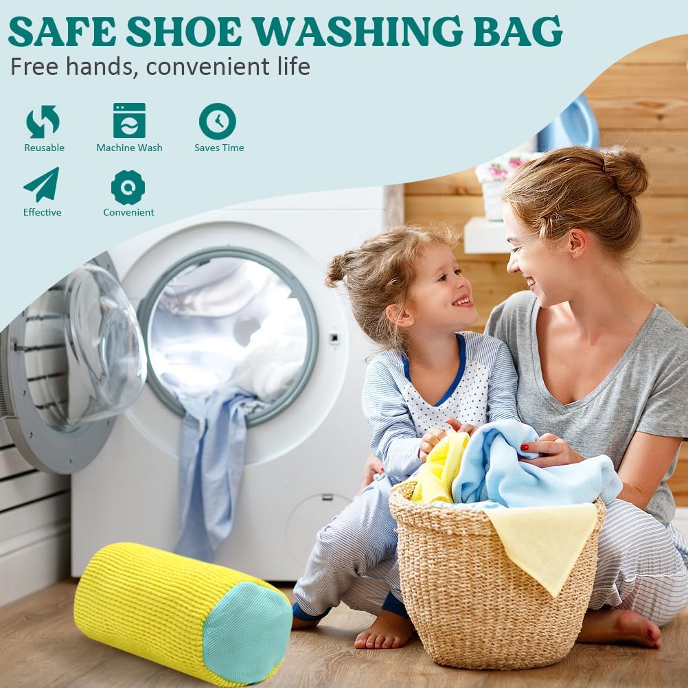 Shoe Washing Machine Bag Reusable Laundry Bag for Sneakers Mesh Shoe Cleaning Bag with Zipper Washer Dryer Protective Wash Bag