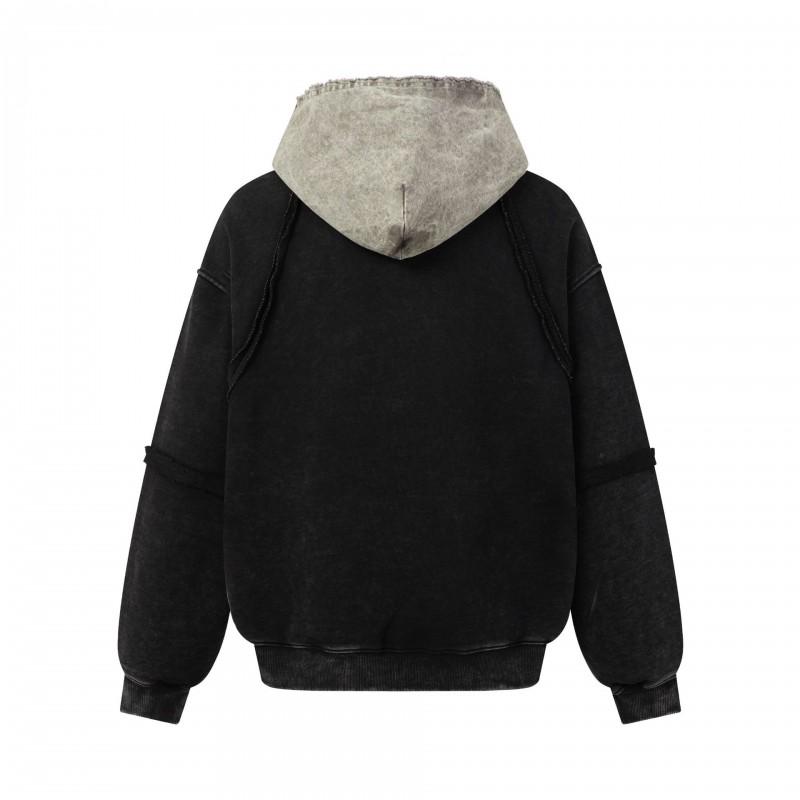 Vintage Wash Distressed Hoodie Loose Fit Streetwear Teens