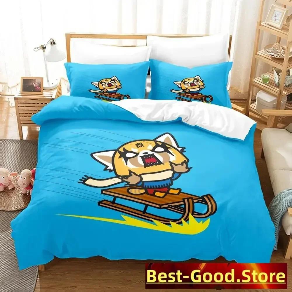 Aggretsuko Anime Parure De Lit Printed Bed Set Duvet Cover Pillowcase Bedding Set Linen Sheet Quilt Cover Full Queen King Size