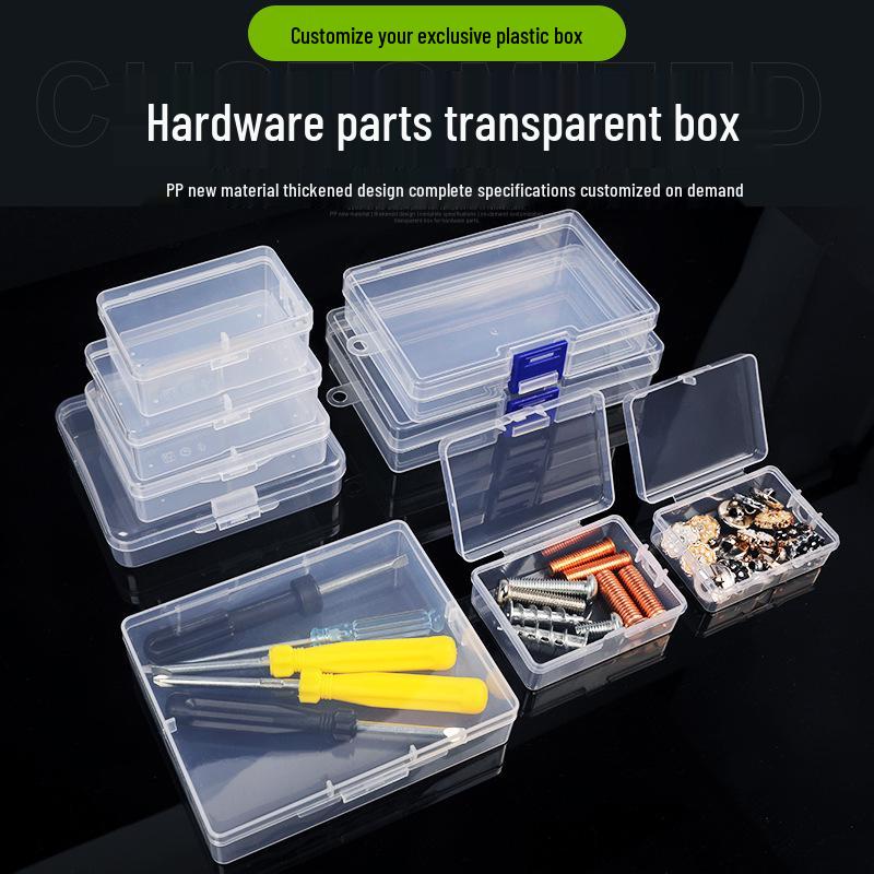 Clear PP Plastic Rectangular Storage Box with Lid for Jewelry, Ear Studs, or Fishing Accessories
