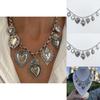 Vintage-inspirierte Silber-Herz-Anhänger-Halskette mit einzigartigem geometrischem Design für Damen