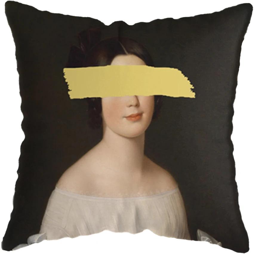 Huse de pernă pictură cu figuri amuzante europene clasice, husă de pernă, decor pentru casă, figură amuzantă suflând bule, huse de pernă