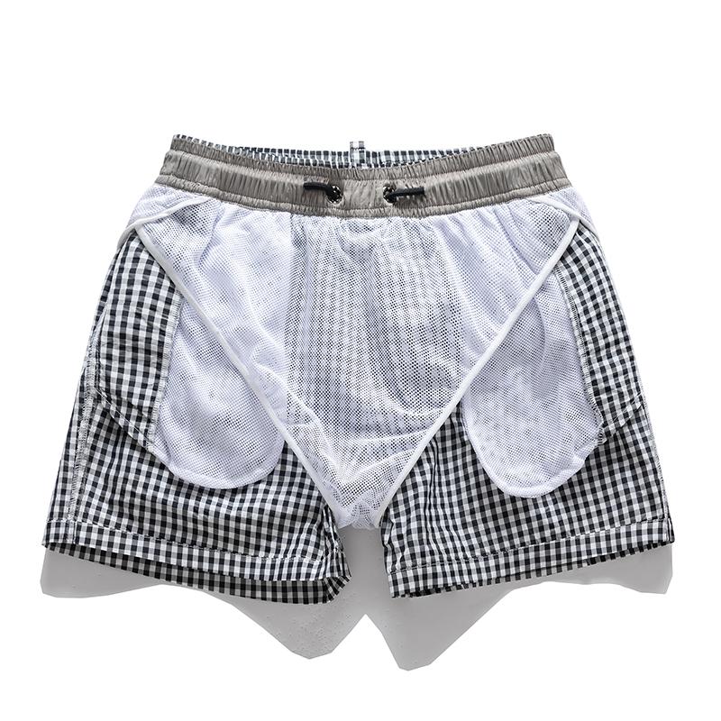 Men's Gingham Casual Shorts – Elastic Drawstring Waist Pocket Shorts for Summer Daily & Streetwear