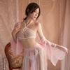 Sex Underwear Enchanting Retro Tulle Perspective Seduction Pearl Fringed Belly Pocket Sharding Tied Skirt Exotic Suit