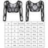 Women Girl Crop Top Solid Mesh Lace Open Front Long Sleeve Base T\-Shirt
