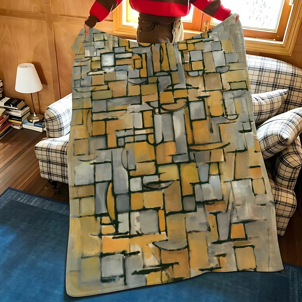 Künstler M-Mondrian Kuscheldecke Flanell Gemütlich Druck Tragbar Langlebig Maschinenwaschbar niedlich Cool