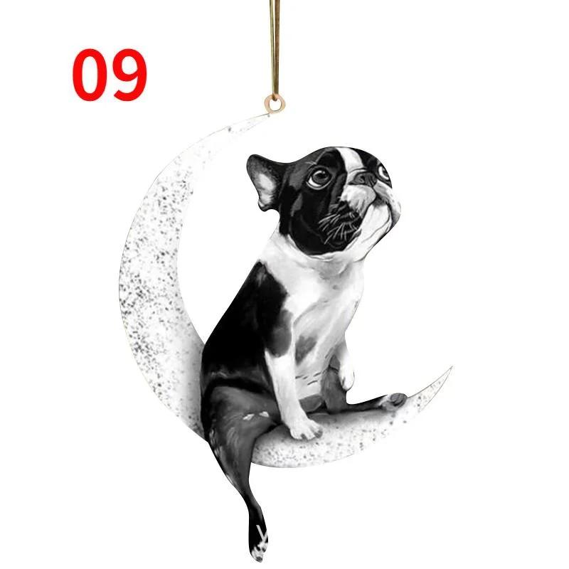 Christmas Decoration Pet Puppy Acrylic Pendant Garland Car Rearview Mirror Dog Hanging Ornaments New Year Tree Home Festoon