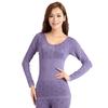 Winter Damen Thermo-Unterwäsche, hohe Elastizität, O-Ausschnitt, Oberteil, lange Unterhosen, Pyjama-Set