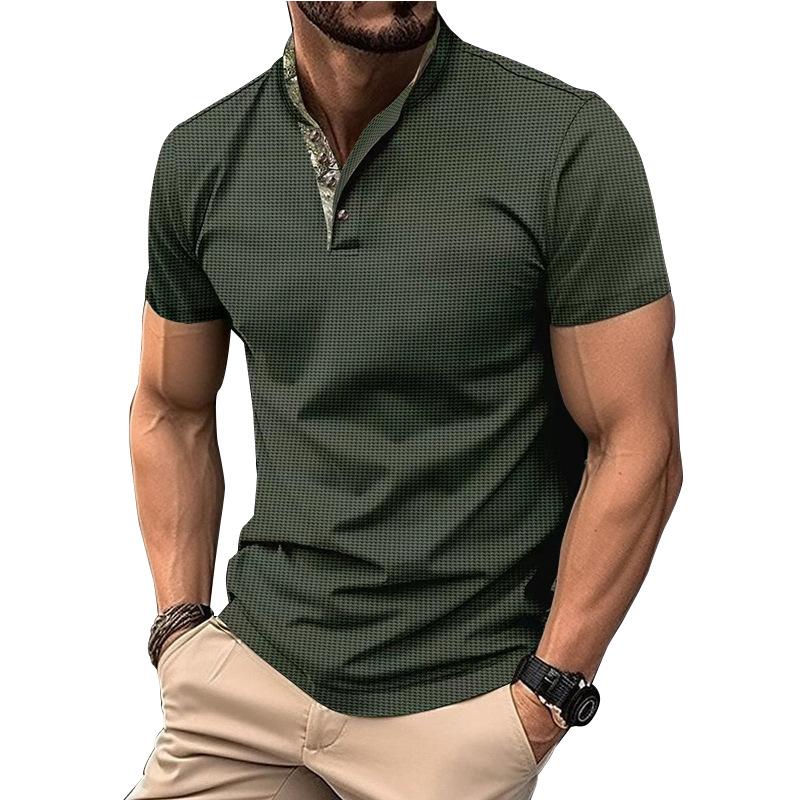 Summer Men's Short Sleeve Tops Waffle Lapel Camouflage Polo Shirt Plus Size Polo Shirt Men's Casual T-Shirt Tops