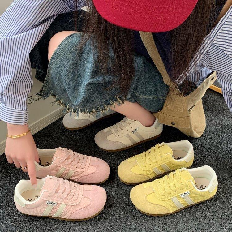 Yellow Leather Surface German Training Shoes Women's Shoes 2025 New Popular Spring Versatile Thin Sole Light Casual Sports Shoes