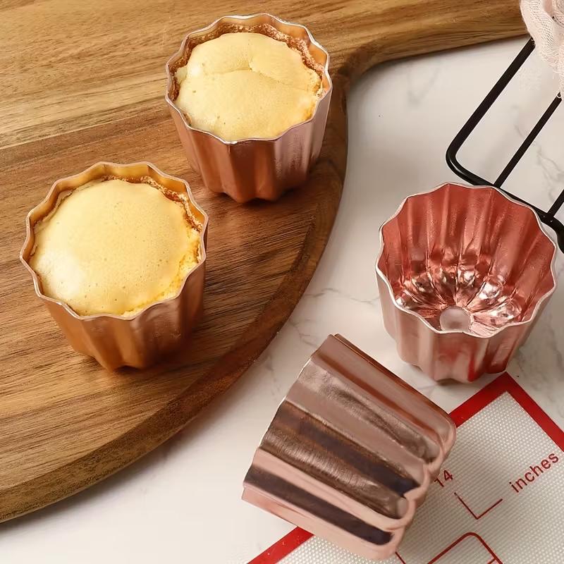 4pcs Cake Mold Carbon Steel Non-stick Pudding Mold Heat Resistant French Style Cookie Chocolate Baking Mould Kitchen Accessories
