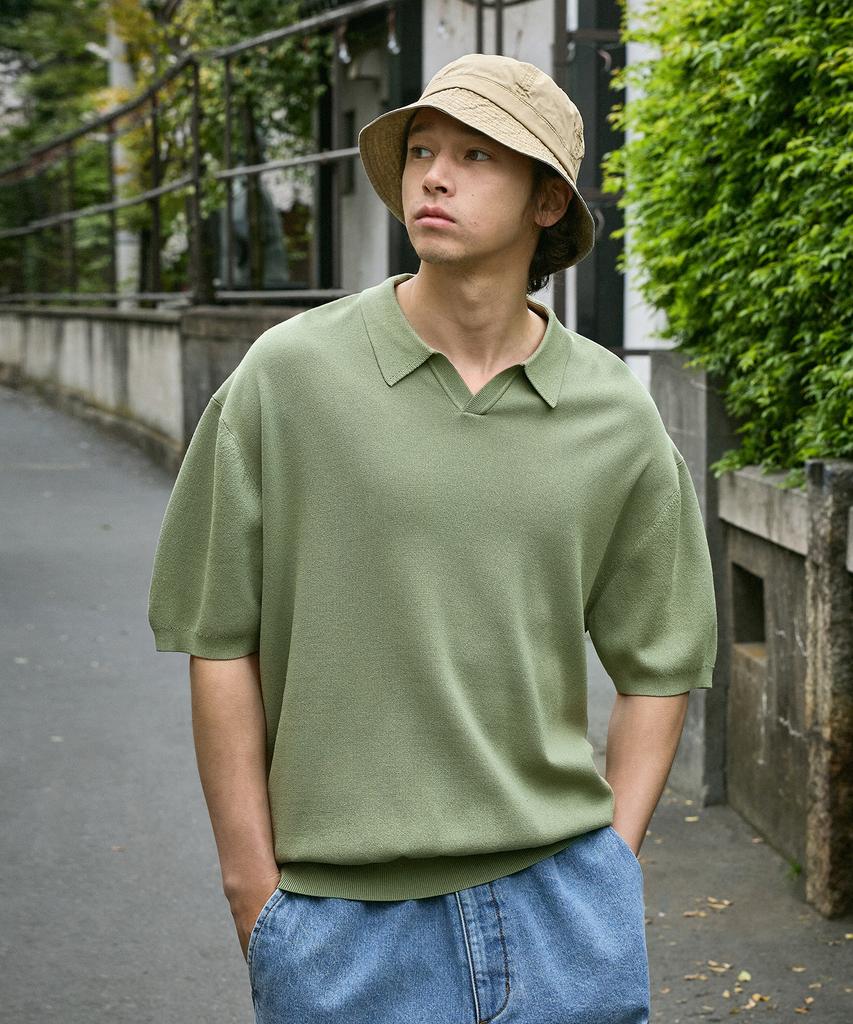 MINIMALPROJECT Linen-Like Cool Dry Open Collar Knit Mnt108 / 6 Colors