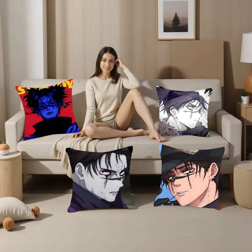C-Choso J-Jujutsu K-Kaisen Anime Pillow Case Anti-dustmite Pillowcase Invisible Zipper Silky Short Plush Sofa Cushion Cover