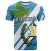 Nicaragua Themed Short Sleeve T-shirt with Tribal Pattern, National Emblem & Palm Tree Print