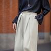 Demana Fall Cloud Cotton Pleated Wide-Leg Commuter Pants