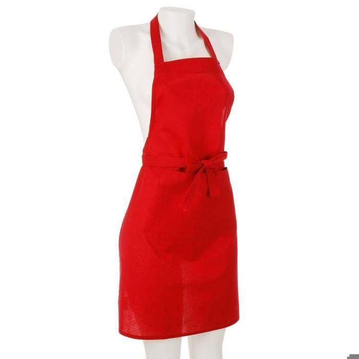 Tablier coton rouge 60x80cm - Atmosphera createur d'interieur