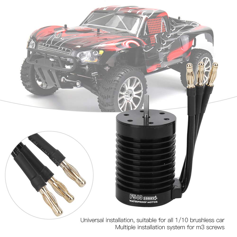 F540 Waterproof 4-Pole Non-Inductive Brushless Motor for 1/10 RC Cars, High-Performance Electric Motor, 3300KV
