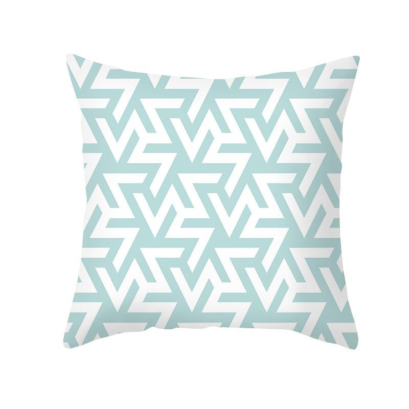 Blue Geometric Pillow Cover Nordic Simple Shopee Home Sofa Cushion Cover Peach Skin Printed Cushion
