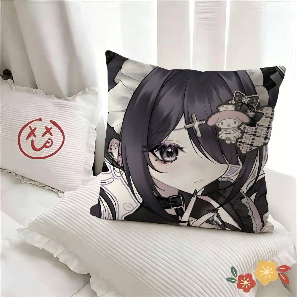 pc Jirai Kei Fashion Beautiful Girl Anmie Pillow Case Fashion Square Pillowcase Bedroom Sofa Room Ins Decoration Leisure