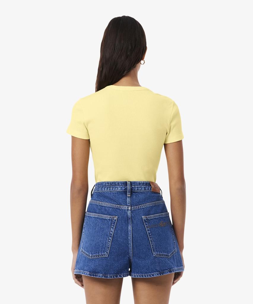 LACOSTE Women'S Slim Fit Rib Knit Short Sleeve T-Shirt Tf5538-56G 107