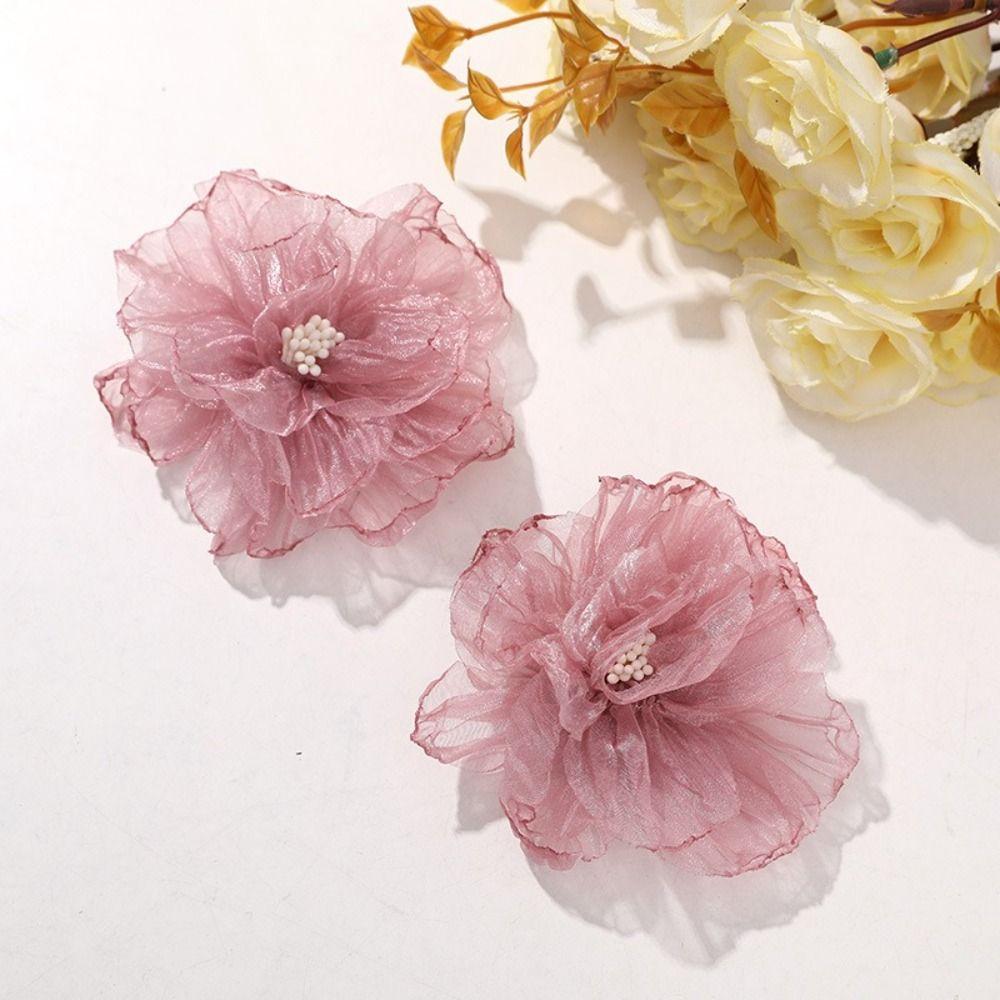 Pink Color Organza Flower Fabric Flower Clothing Accessories Wedding Dress Accessories Wedding