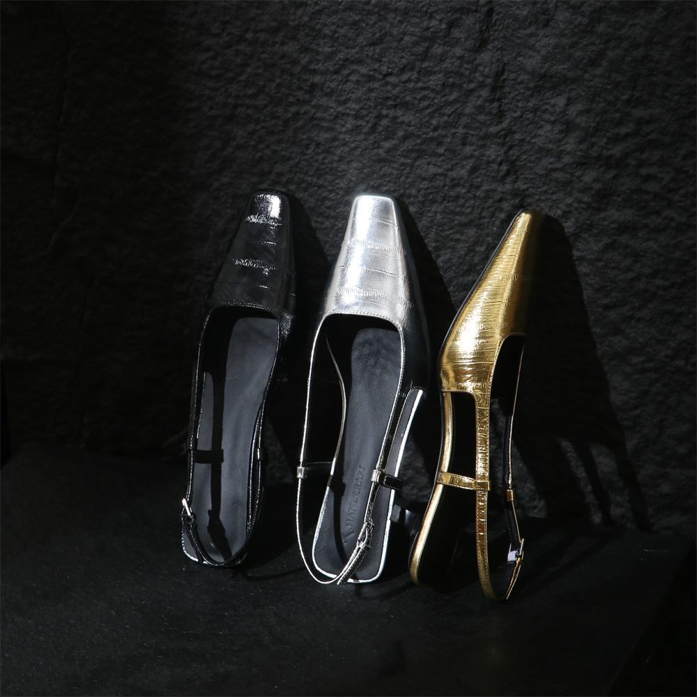 Taoffen Casual Women's Sandals Kitten Heel Women Modern Sandals Slingback Sandals New Solid Buckle Strap Closed Toe Heels Shoes