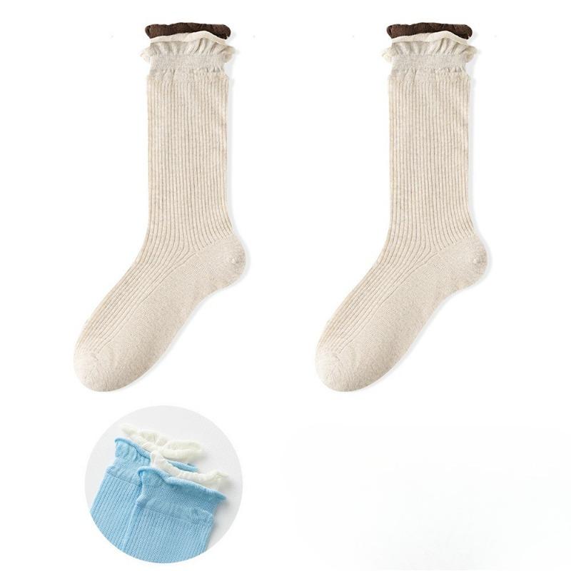 

Women s Summer Thin Double Screw Hollow Mesh Breathable Tube Stack Socks 1 pair бежевий