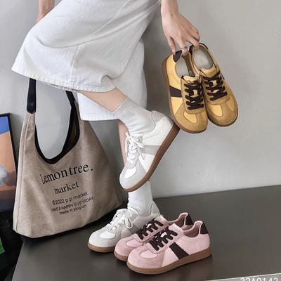 Thick-soled Big-head Retro Women's Shoes New Sports and Leisure Shoes Round Head Lace-up Board Shoes