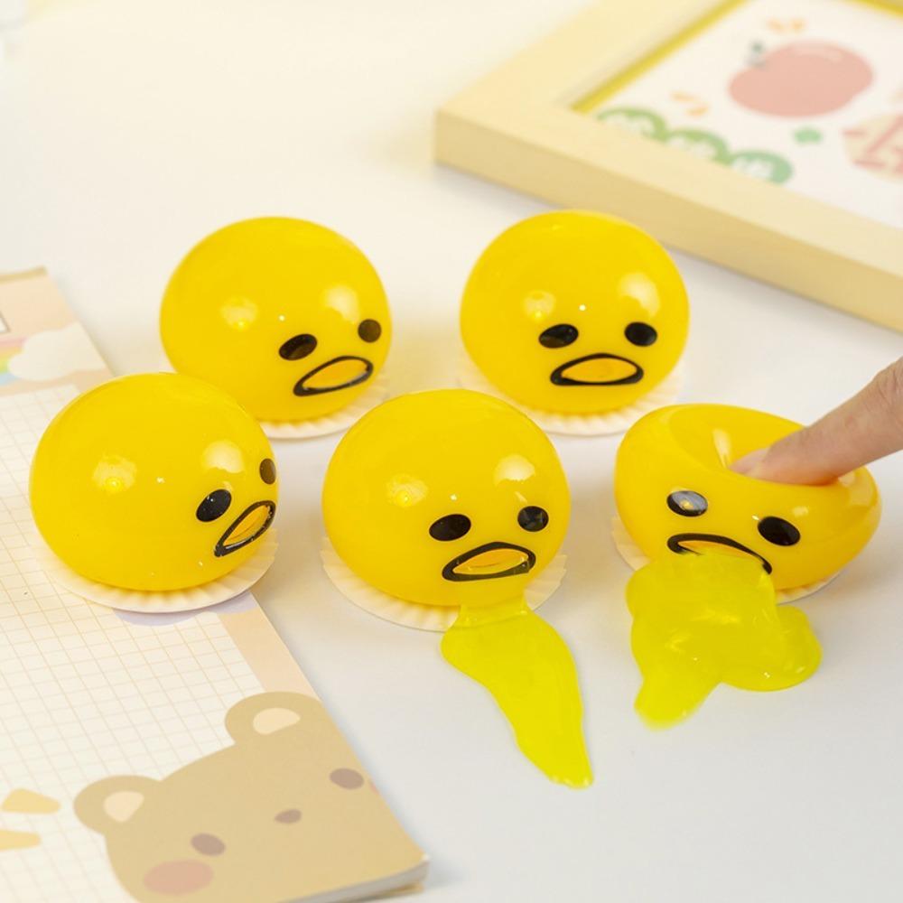 2pcs Funny Vomiting Egg Yolk Stress Ball - Squeeze Toy for Anxiety Relief, Squishy Fidget Sensory Toy for Kids & Adults Gag Gift