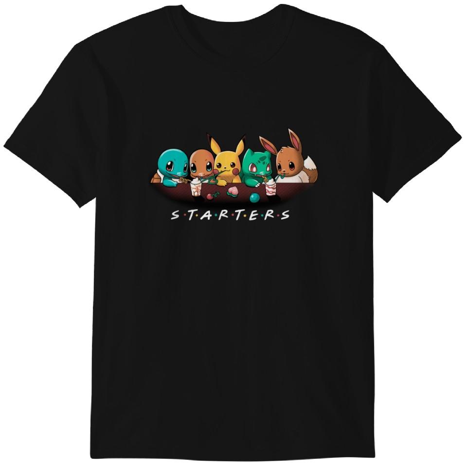 Футболка Starters poket mons, забавная футболка, подарки для него, подарки для нее, аниме, Kawaii Pika, Charzard, Хэллоуин, Рождество, День рождения, друзья. L