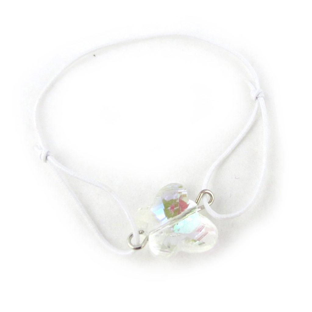 Les Trésors De Lily [N0251] - White 'Crystal' Elastic Bracelet (butterfly)