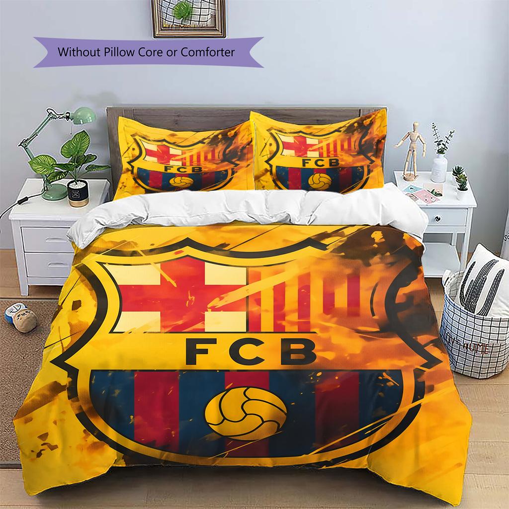 מצעים בעיצוב ברצלונה קישוט לבית מתנת יום הולדת (1 * כיסוי שמיכה + 2 * ציפות, ללא ליבה)