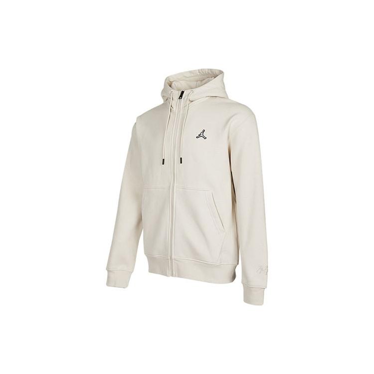 Men s Air Jordan Fleece Lined Flying Man Logo Zipper Cardigan Jacket Creamy White DA9811-104 L