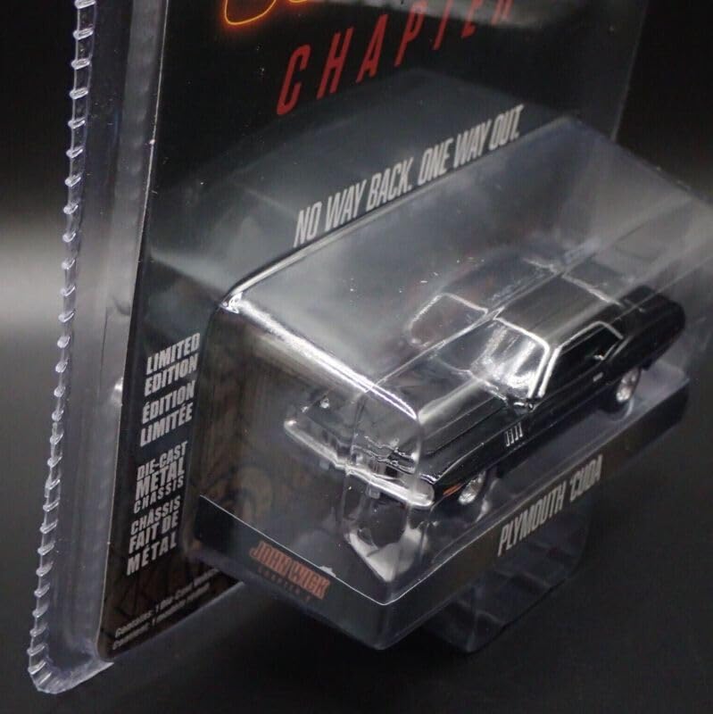 Greenlight American Car Plymouth CUDA Scale Diecast Model Car from the 1971 Movie John Wick 4 1/64