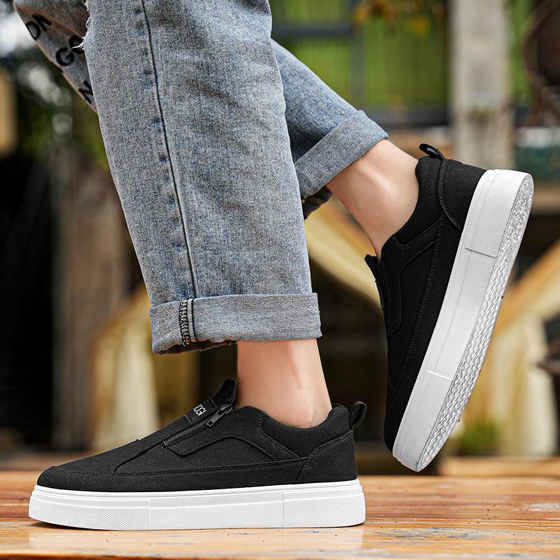 Fashion Platform Mens Casual Shoes Comfort Canvas Shoes Breathable Flats Man Sneakers Lightweight Slip on Walking Athletic Shoes