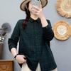 2025 Spring Women's Plaid Loose Casual Korean Style Academy Double Layer Gauze Long Sleeve Shirt