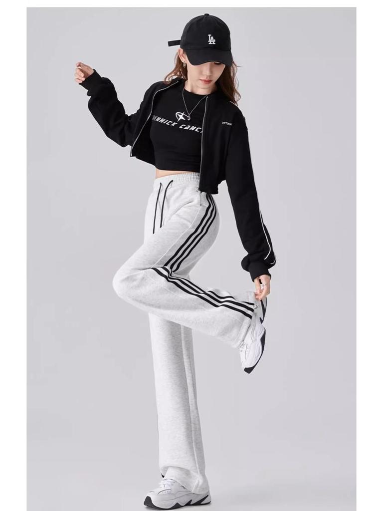 Women's High Waist Striped Wide Leg Sweatpants - Spring 2025 Edition