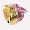 Metallic Wide Top Knot Hair Hoop Iridescent Rainbow Foil Metallic Bow Headband  For Women