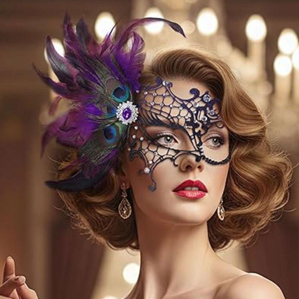 Festival Party Supplies Half Face Mask Carnival Feather Masquerade Mask  Cosplay Festival Party