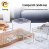Suport Nou pentru Lumânare din Sticlă - Bază Rotundă, Cupă Aroma Transparentă, Design Pătrat Îngroșat.
