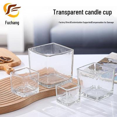Suport Nou pentru Lumânare din Sticlă - Bază Rotundă, Cupă Aroma Transparentă, Design Pătrat Îngroșat.