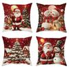 New Christmas Throw Pillow Covers Non-Real Embroidery 45x45 Festive Pillowcase Santa Claus Snowman Pillow Case Party Decor