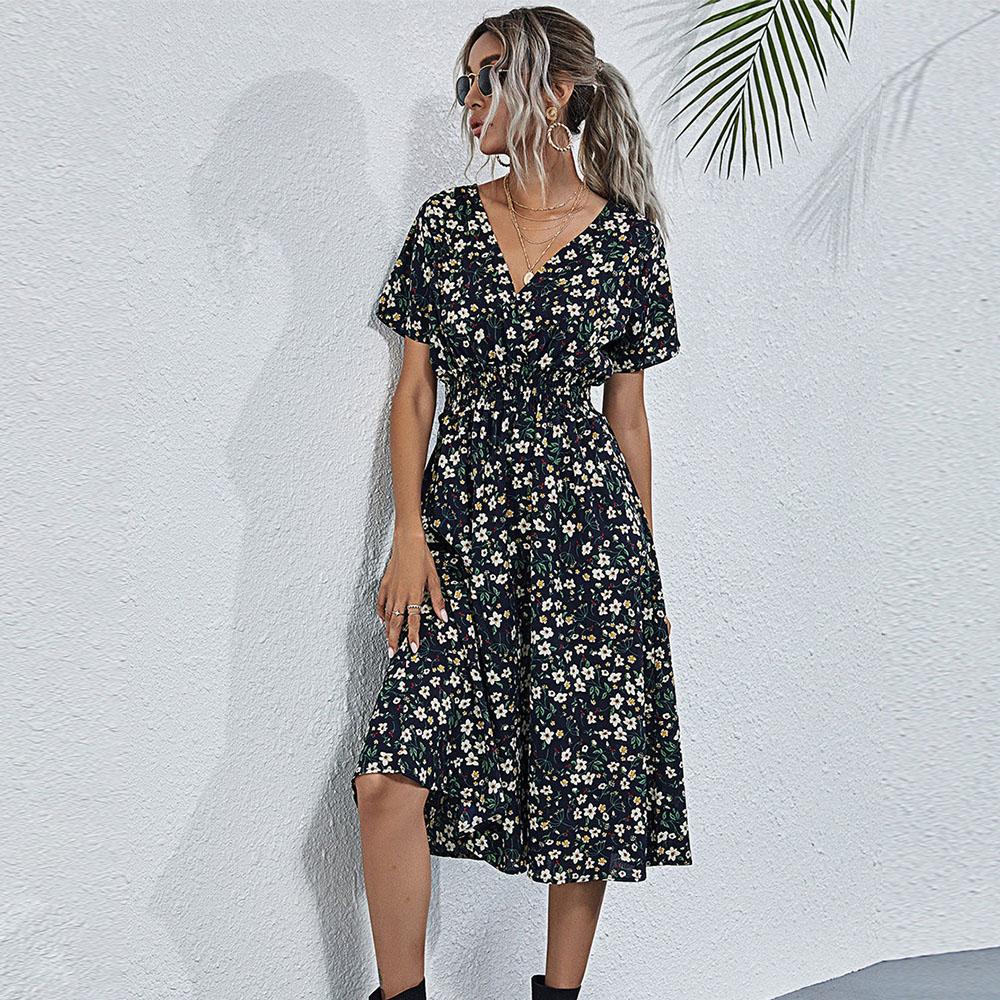 Letní sexy elegantní dámská móda oblečení dlouhé květinové šaty sukně streetwear