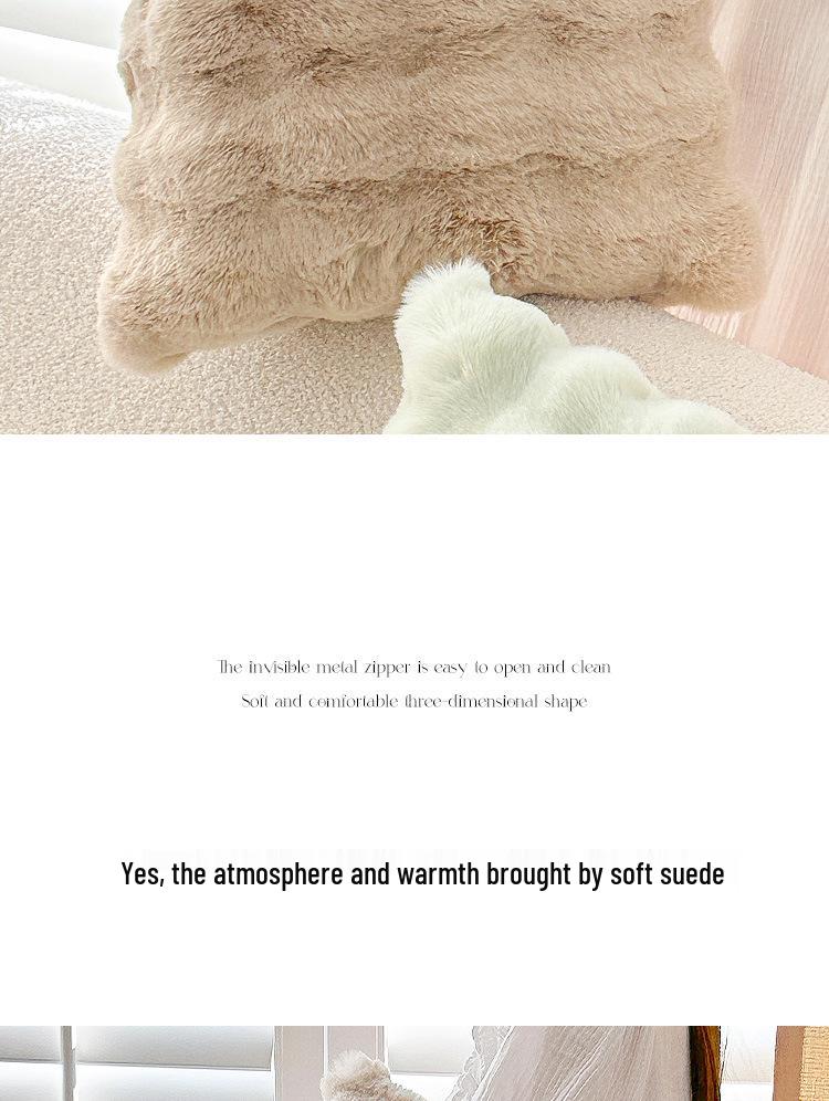 Tuscany Nordic Style Faux Fur Plush Pillow - Autumn/Winter Rabbit Fur Throw for Sofa & Bedroom