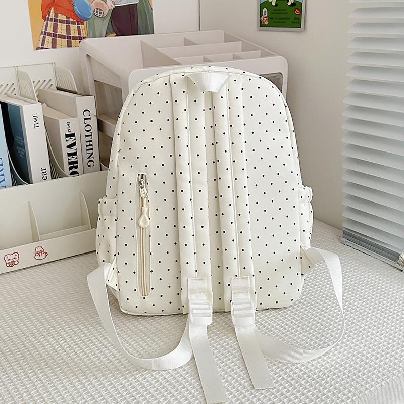 Student Schoolbag Polo Dot Women's Large Capacity Backpack Lightweight Class Backpack