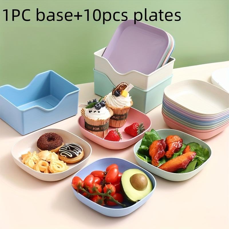 

Набор из 10 тарелок + 1 коробка для хранения тарелок Тарелка для мусора/тарелка для костей/бытовая тарелка для костей/тарелка для костей/креативная пластиковая маленькая тарелка 1pc+10pcs